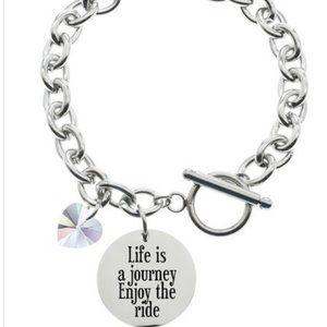 Swarovski crystal/SS Life is a journey.. bracelet